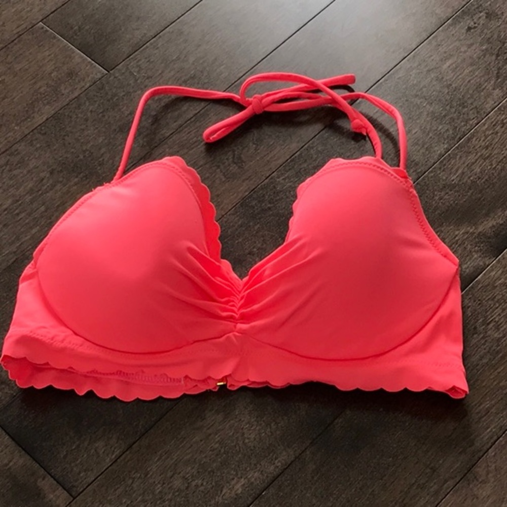 Victoria’s Secret scalloped halter bright coral
